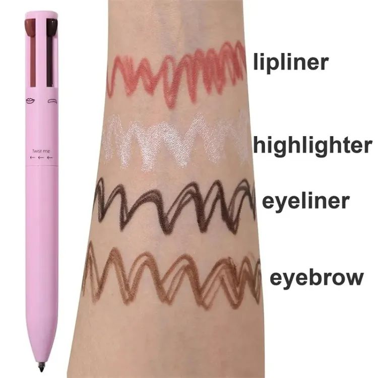 Makeup Pen 4 in 1 Eyebrow Pencil Waterproof Long Lasting Easy Color Eyebrow Lip Highlighter Pen Sweatproof Makeup Cosmetic Tool
